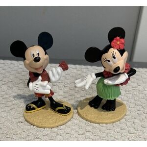 Mickey & Minnie Mouse Hawaiian Luau Beach Party 3 inch Figures Set Of 2 DecoPac
